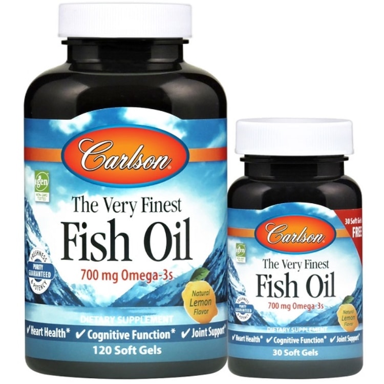 Erittäin hieno kalaöljy - 700 mg Omega-3-rasvahappoja, luonnollinen sitruuna - 120 + 30 kapselia