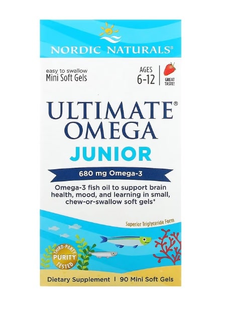 Ultimate Omega Junior, 680 mg Mansikka - 90 minisoftgelia