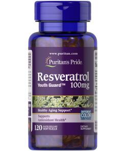 Puritan's Pride - Resveratroli, 100 mg - 120 pehmeää gelatiinikapselia