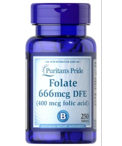 Puritan's Pride - Foolihappo, 666 mcg - 250 tablettia
