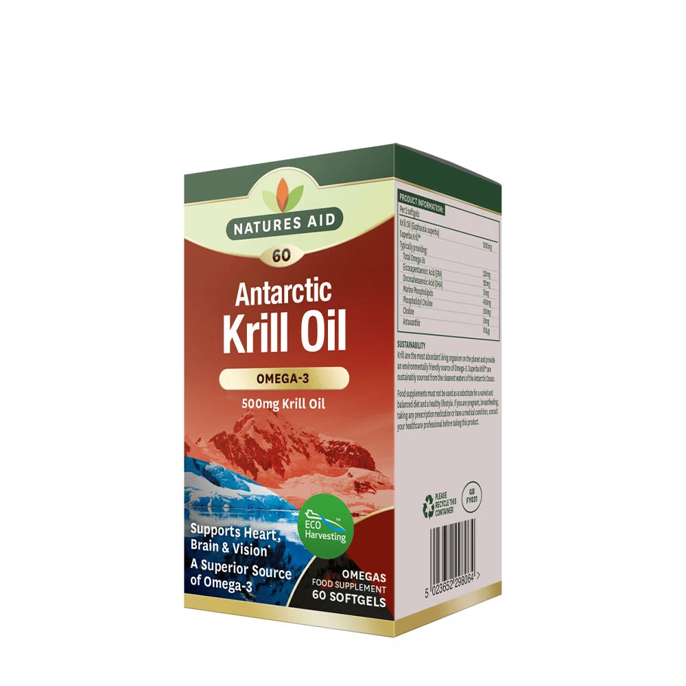 Natures Aid - Natures Aid Etelämantereen Krilliöljy 500 mg (60 pehmeää kapselia)
