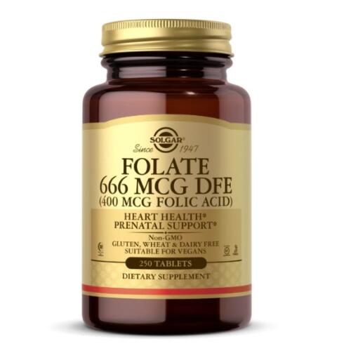SOLGAR Folate 666 mcg DFE (400 mcg Folic Acid) (250 tabs)
