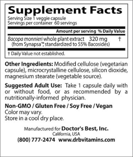 Bacopa med Synapsa, 320 mg - 60 kapselia - Image 7