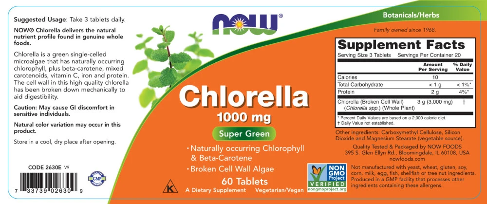 Chlorella, 1000 mg - 60 tablettia - Image 2