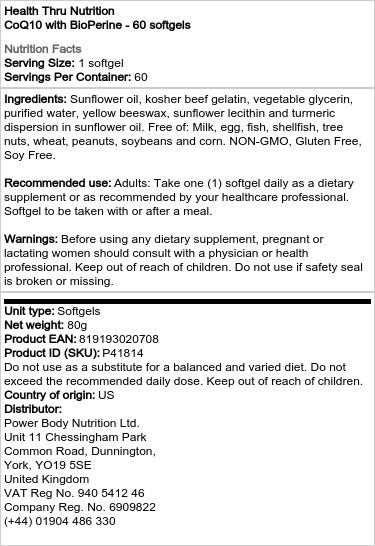 CoQ10 BioPerine - 60 kapselia - Image 2