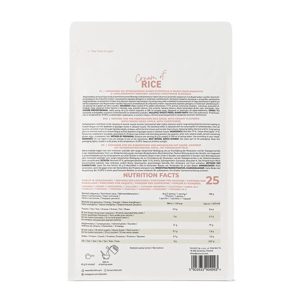 OstroVit - Riisipuuro, Kermainen Omena - 1000g - Image 3