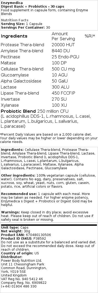 Digest Basic + Probiootit - 30 kapselia - Image 2