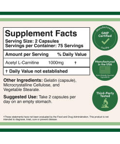 Double Wood Supplements - Asetyyli-L-karnitiini (150 kapselia) - Image 2