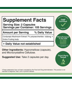 Double Wood Supplements - Cordyceps-sieniuute (210 kapselia) - Image 2