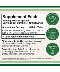 Double Wood Supplements - Korean Panax Ginseng (240 kapselia) - Image 2