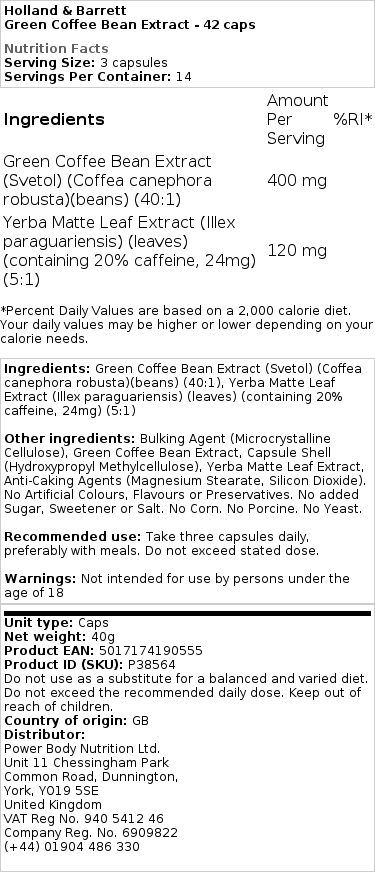 Vihreän kahvin papujen uute - 42 kapselia - Image 2