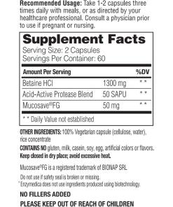 Enzymedica Betaiini HCl 600 mg, 60 kapselia - Image 3
