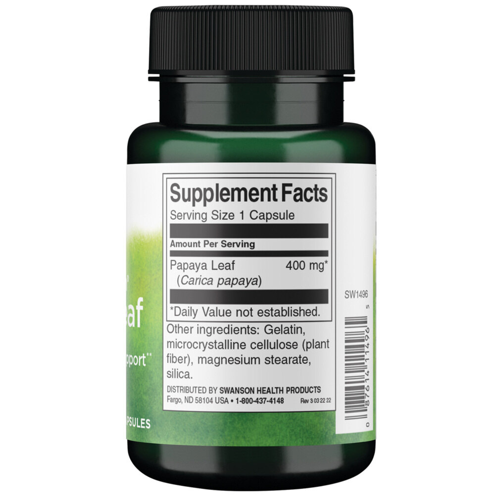 Tarkistettu ja korjattu tuotenimi: Täyden spektrin papaijalehtiuute, 400 mg - 60 kapselia - Image 3