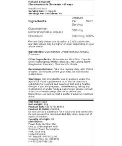 Glucomannan ja kromi - 60 kapselia - Image 2