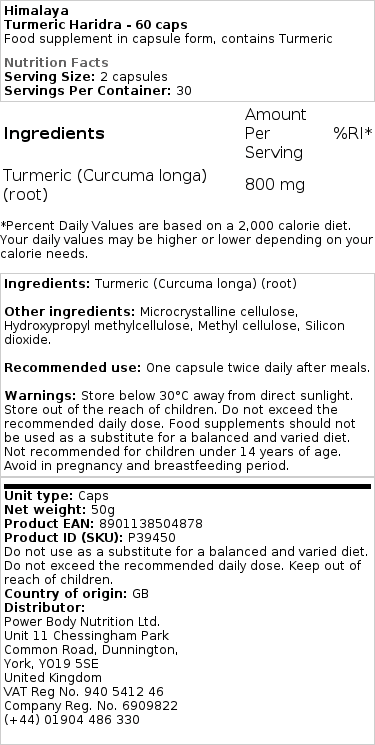 Kurkuma Haridra - 60 kapselia - Image 2