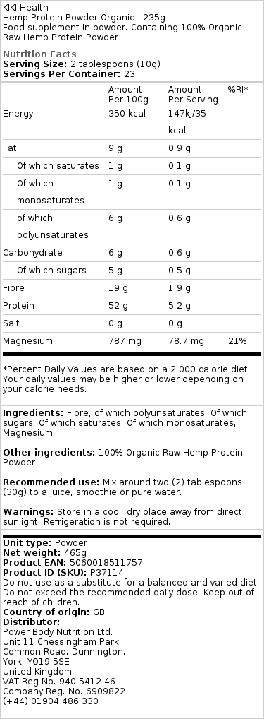 Hampun proteiinijauhe luomu - 235g - Image 2