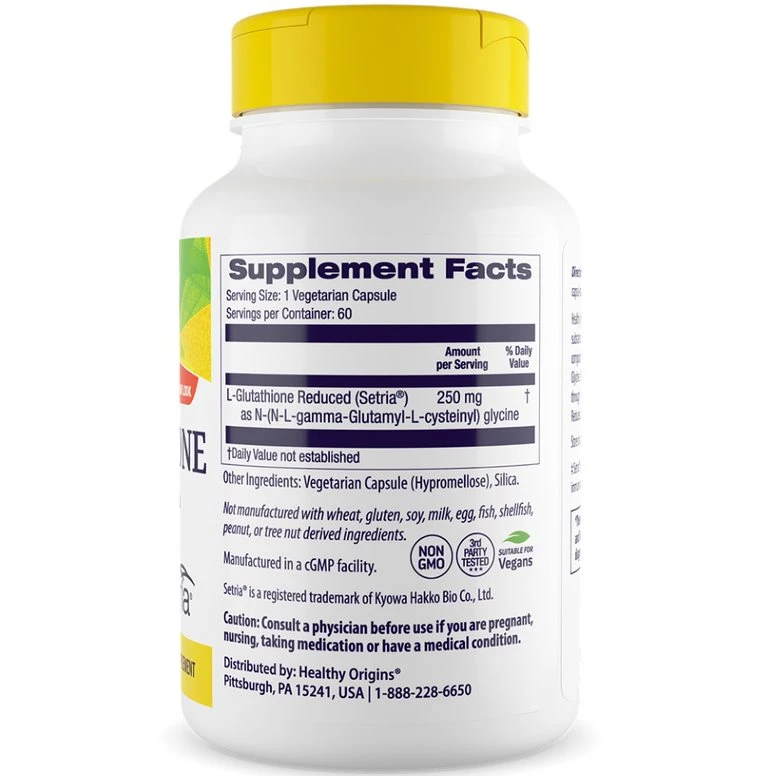 Healthy Origins L-Glutathione 250 mg, 60 kapselia - Image 3