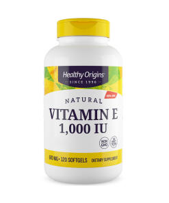 Healthy Origins Luonnollinen E-vitamiini 1000 IU, 120 pehmeää kapselia - Image 2
