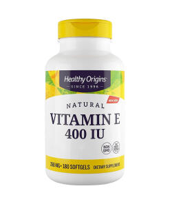 Healthy Origins Luonnollinen E-vitamiini 400 IU 180 pehmeää kapselia - Image 2