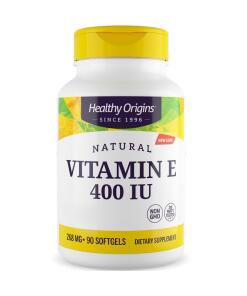 Healthy Origins Luonnollinen E-vitamiini 400 IU, 90 pehmeää kapselia - Image 2