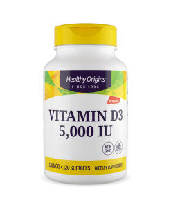 Healthy Origins D3-vitamiini 5000 IU, 120 pehmeää kapselia - Image 3