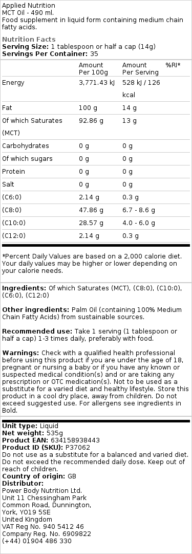 MCT-öljy - 490 ml - Image 2