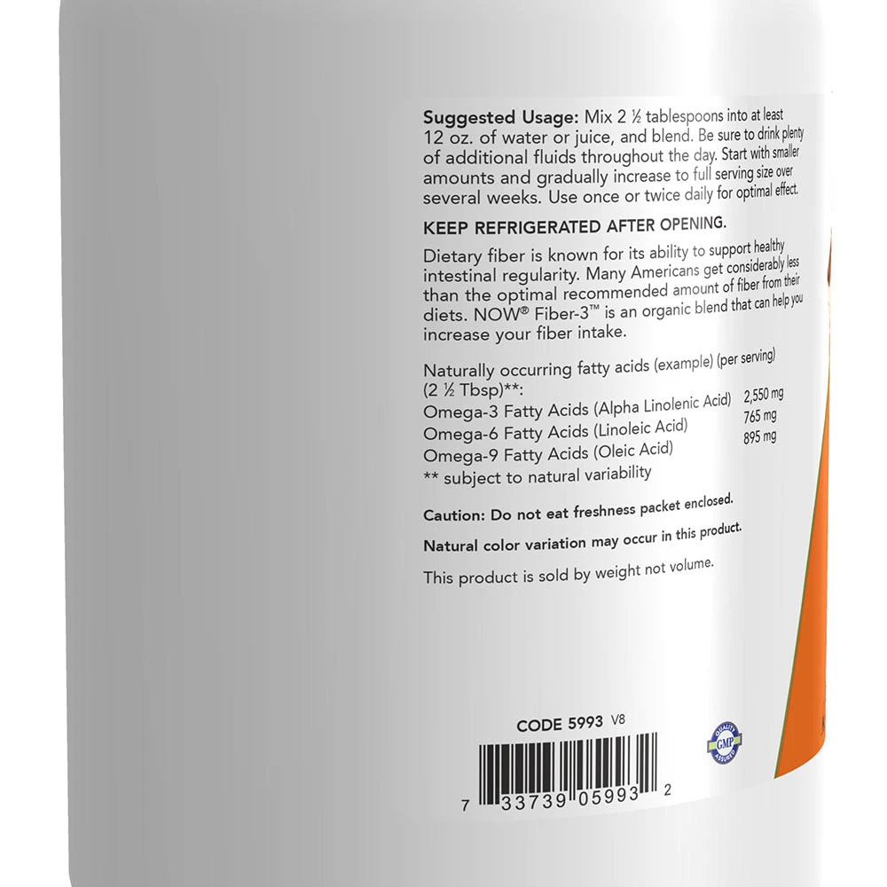 NOW Foods - Fiber-3 Luomu (454 g) - Image 3