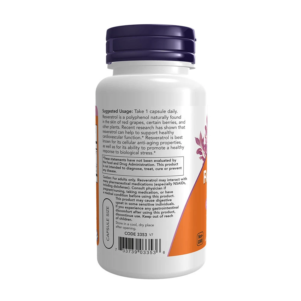 Luonnollinen resveratrol punaviinistä, 200 mg - 60 kasviskapselia - Image 3