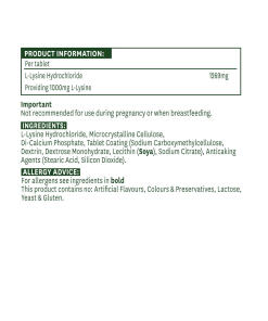 Natures Aid L-lysiini 1000 mg, 60 tablettia - Image 2