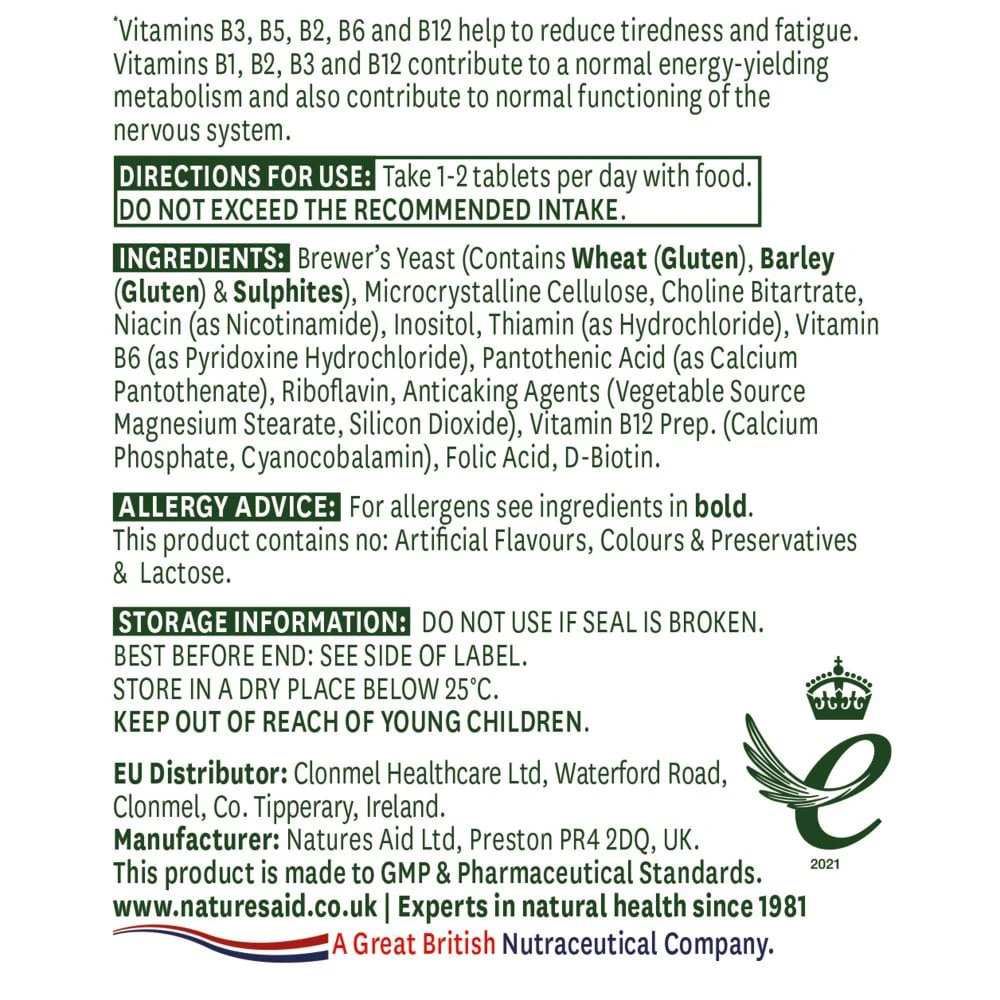 Natures Aid - Natures Aid B-vitamiinikompleksi (90 tablettia) - Image 2