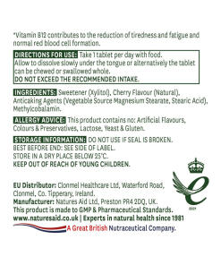Natures Aid - Natures Aid B12-vitamiini (90 tablettia) - Image 2