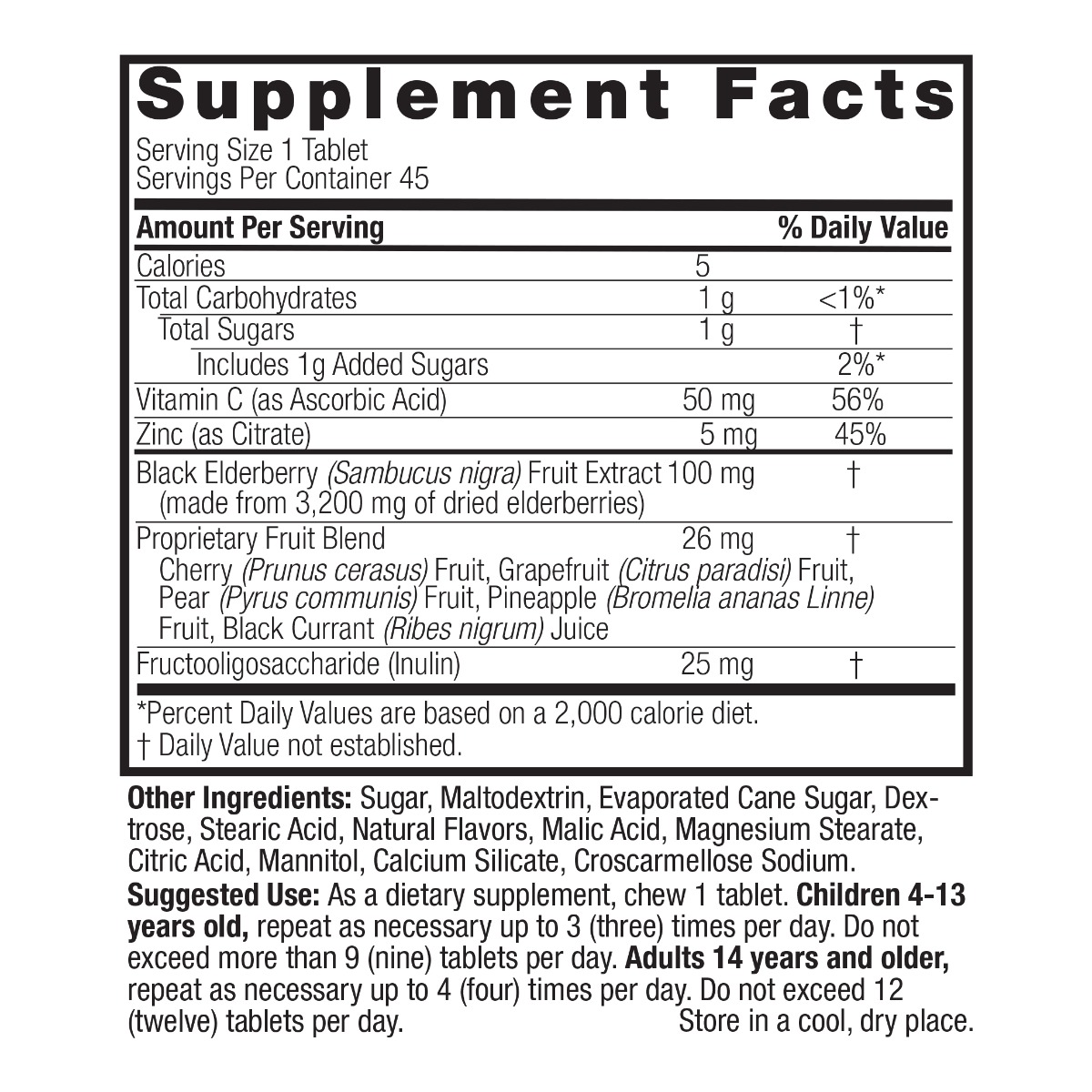 Nature's Answer Kids Sambucus Purutabletit, 45 purutablettia - Image 4