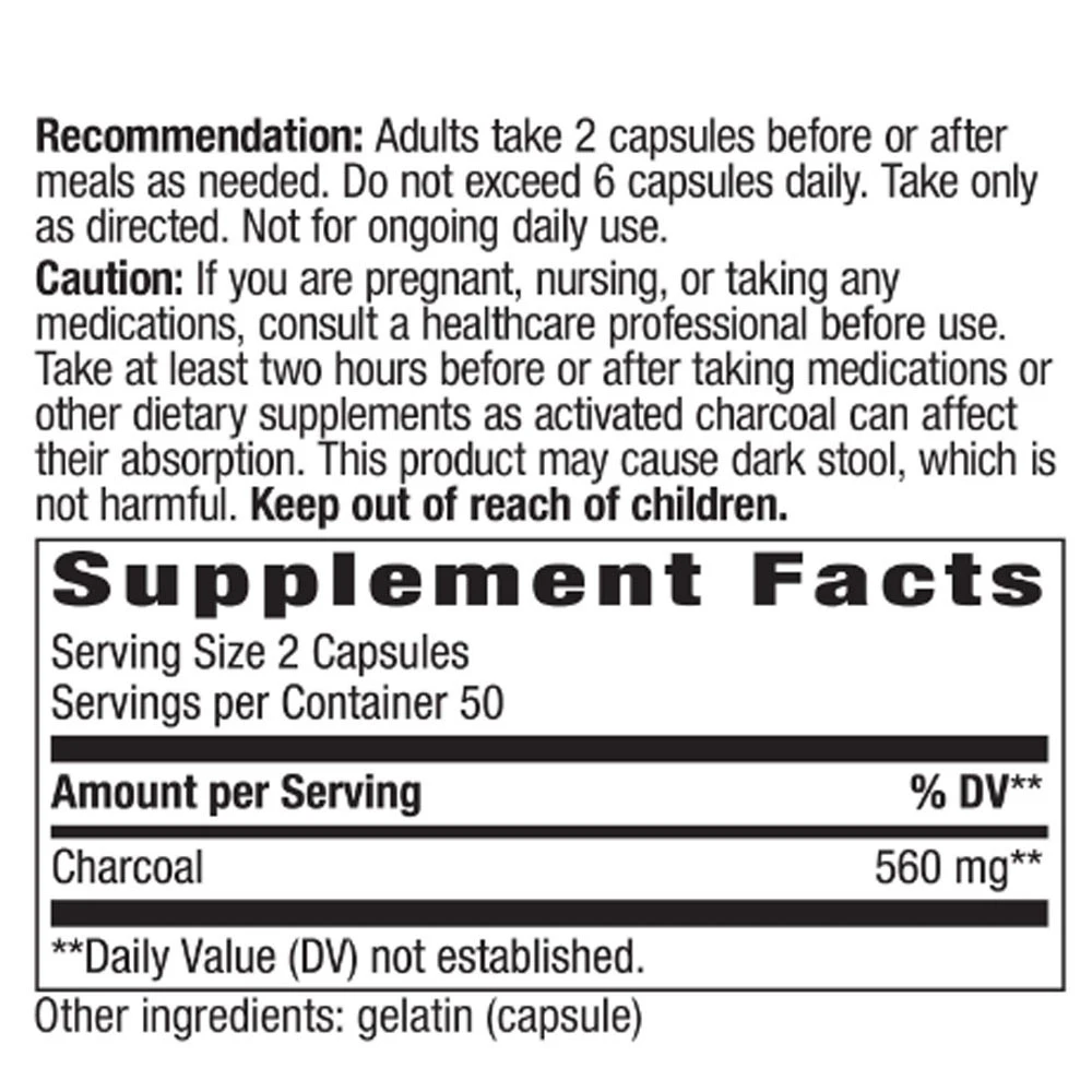 Nature's Way - Aktivoitu Hiili (100 kapselia) - Image 2