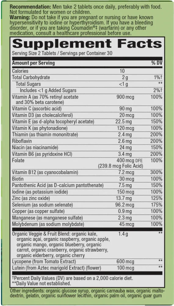 Nature's Way - Alive! Puutarhan Hyvyyttä Miehille (60 Tablettia) - Image 2