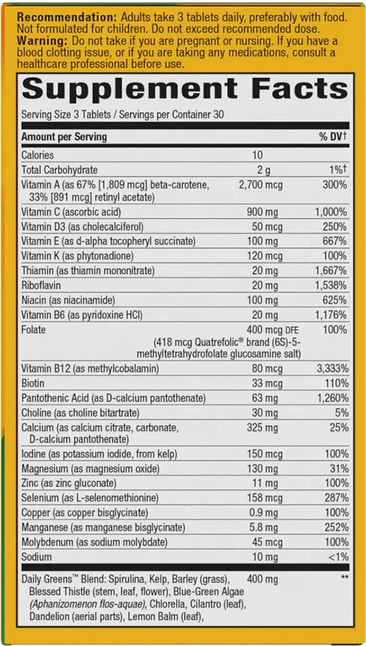 Nature's Way - Alive!® Max3 Päivittäinen monivitamiini ilman rautaa (90 tablettia) - Image 2