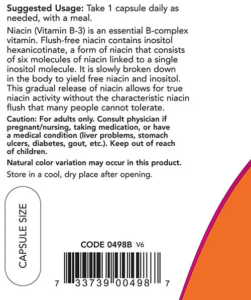 Niasiinipitoisuus Flush-Free, 500 mg (kaksinkertainen vahvuus) - 90 kasviskapselia - Image 3