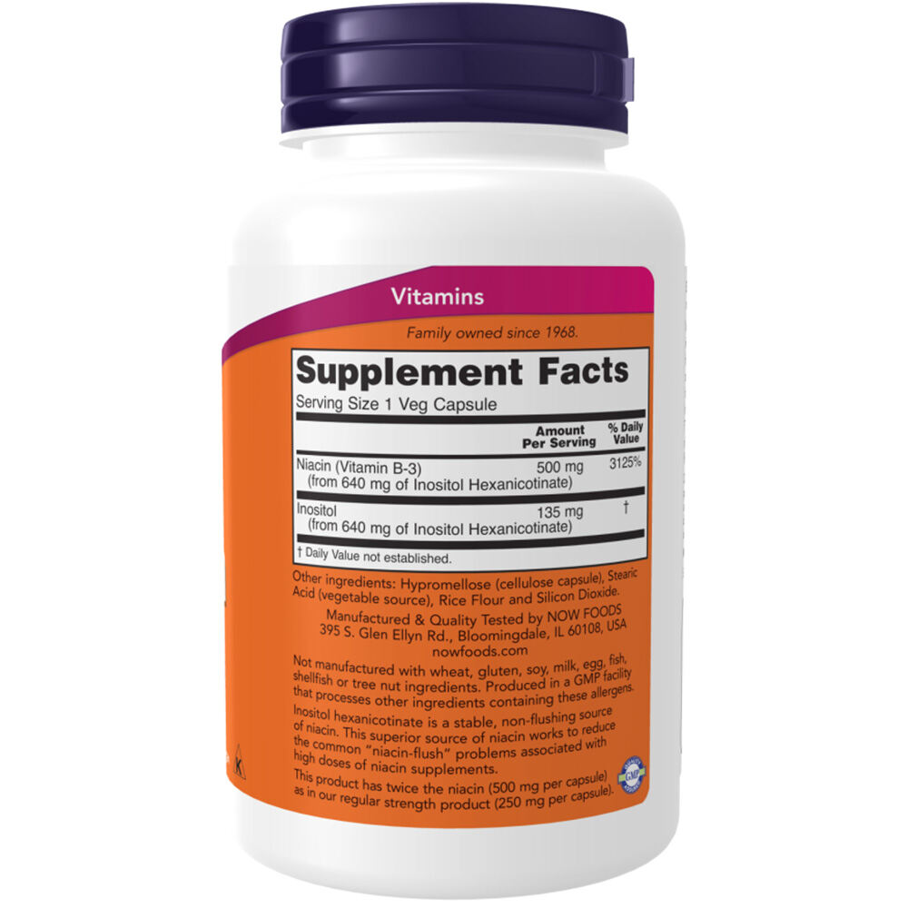 Niasiinipitoisuus Flush-Free, 500 mg (kaksinkertainen vahvuus) - 90 kasviskapselia - Image 5