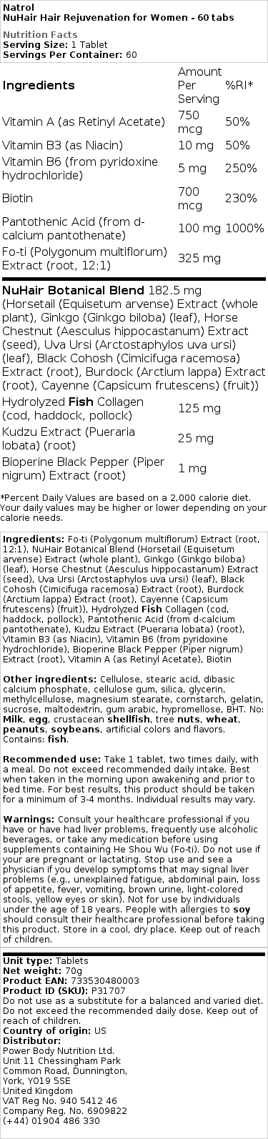 NuHair Hiusten uudistus naisille - 60 tabl - Image 2