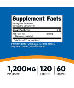 Nutricost Punainen Hiivariisi Kapselit 1200 mg (120 kapselia) - Image 2