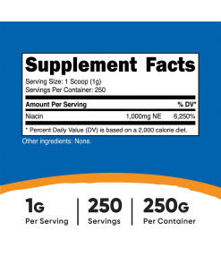 Nutricost - Nutricost B3-vitamiini Niasiini (250 g) - Image 2