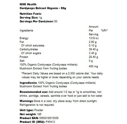 Luomu Cordyceps -uute - 50g - Image 2