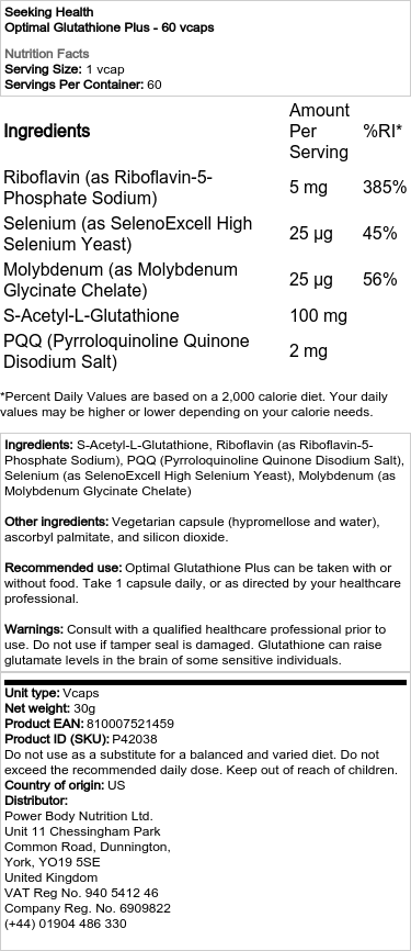 Optimaalinen Glutationi Plus - 60 kasviperäistä kapselia - Image 2