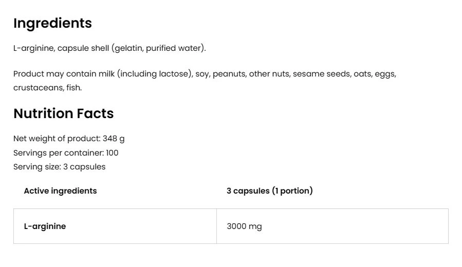 OstroVit - Arginiini 3000 (300 kapselia) - Image 2