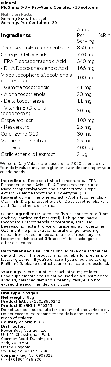 PluShinz 0-3 + Pro-Aging Complex - 30 kapselia - Image 2