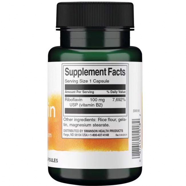 Riboflaviini B-2-vitamiini, 100 milligrammaa - 100 kapselia - Image 3