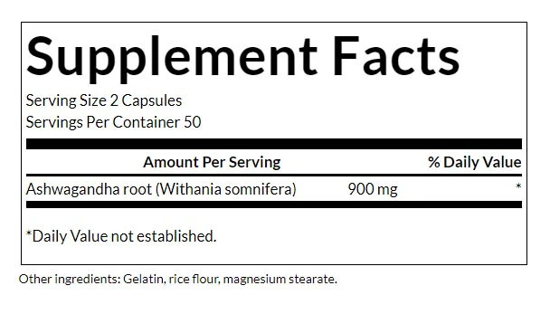 Ashwagandha, 450 mg - 100 kapselia - Image 2
