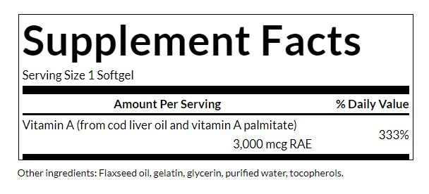 A-vitamiini, 10 000 IU - 250 pehmeää kapselia - Image 2