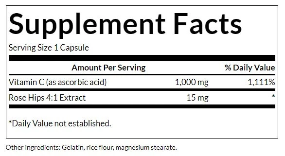 C-vitamiini ruusunmarja-uutteella, 1000 mg - 250 kapselia - Image 2