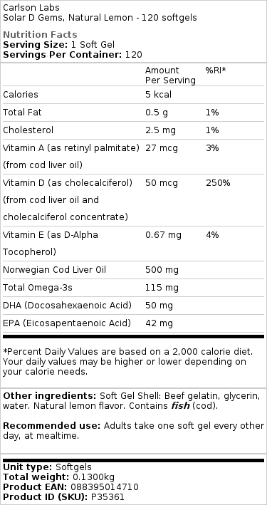 2000 IE Naturlig Citron - 120 bløde kapsler