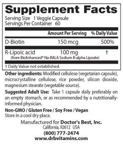 Stabiloitu R-Alfalipoiinihappo BioEnhanced Na-RALA, 100mg - 60 kapselia - Image 5